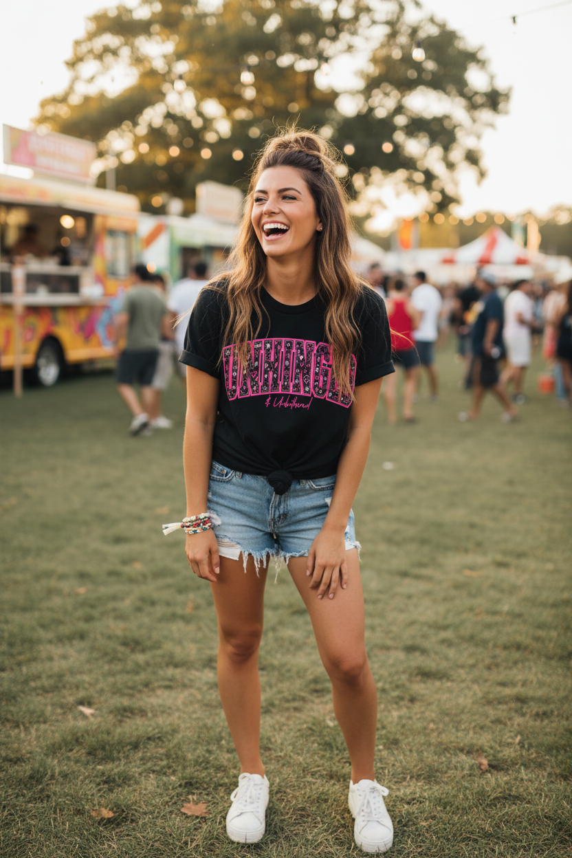 On-body lifestyle - Unhinged & Unbothered Tee